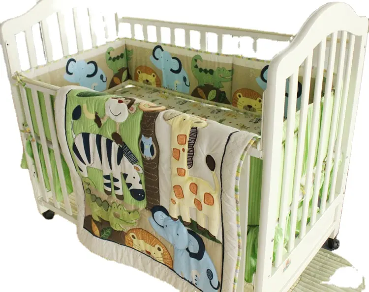 Baby Unicorn Theme Cot Set Bedding Crib Bumper Sheet Cartoon Mermaid Comforter Baby Bedding Set