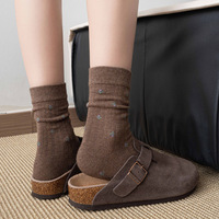 Chaussettes florales douces d'automne, chaussettes mi-mollet en coton pour femmes, chaussettes sans couture et polyvalentes