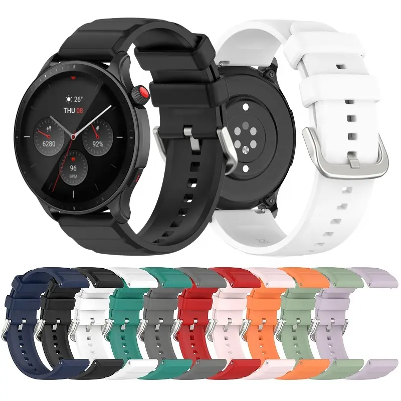 Offical Style Replacement Sport Strap Accessories Bracelet For Amazfit GTR4 22mm Pure Color Silicone Watch Band