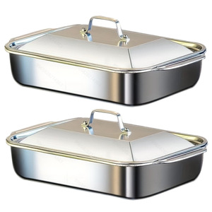 Stainless Steel Grill <b>Pan</b> Rectangular 2.1L 4L Durable For Induction Cooker Household Use - Product Image 2