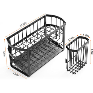 Support de Distributeur de Savon et Éponge 2-en-1 Élégant pour Évier, Panier de Rangement à 2 Niveaux en Métal pour Évier de Cuisine - Product Image 2
