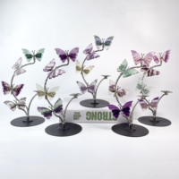 Vente en gros de nouveaux modèles de papillons en fluorite arc-en-ciel avec deux paires d'ailes pour la décoration de la maison et l'ornement Feng Shui