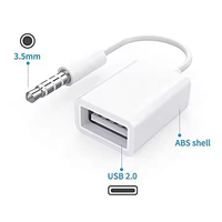 Cable Adaptador convertidor OTG de 3,5mm macho Audio AUX Jack a USB 2,0 tipo a hembra