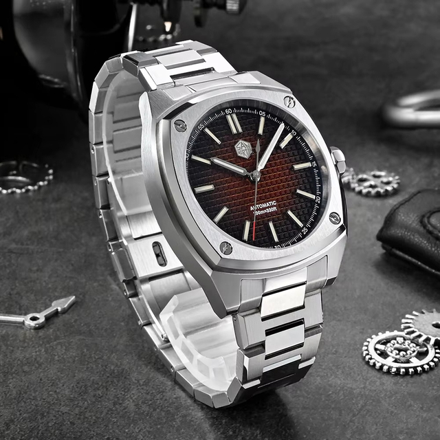 Wholesale Custom High Quality Vintage Luxury 3D 10atm Square Dress Mechanical Automatic 316L Stainless Steel Watch Man for Sale