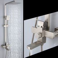 Colonne de douche murale brossée en acier inoxydable 304 avec douchette à main, ensemble de douche chaud/froid brossé