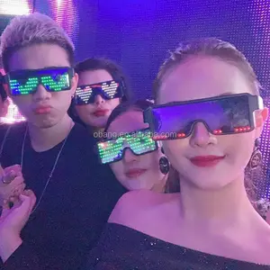 Venta al por mayor de gafas LED RGB mensaje Cambio de imágenes intermitente desgaste de fiesta multicolor iluminar gafas luminosas