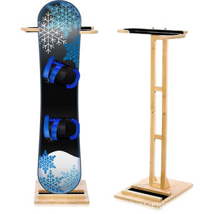 Support de rangement en bambou massif pour snowboard, étagère de présentation pour station de ski, couleur naturelle, simple niveau - Product Image 1