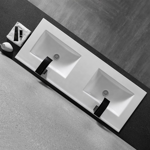Hiện Đại Duy nhất-lỗ Vòi nước gắn hình chữ nhật 120cm rộng đôi bồn rửa phòng tắm Tủ mỏng cạnh lưu vực gốm rửa tay cho khách sạn - Product Image 4