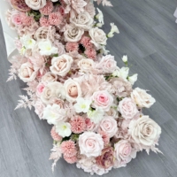 LUYI Promotion Exceptionnelle Chemin de Table Dkb en Soie Artificielle de Haute Qualité, Rose Rose en Soie, Chemin de Table Gothique à Fleurs