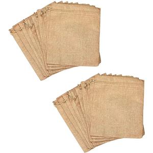 ถุงของชำร่วยงานแต่งงานทำจากผ้ากระสอบป่านแบบมีเชือกผูก สีน้ำตาล - Product Image 6