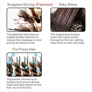 Go Shiny Line Salon Professional Dryer Brush Black Boar Bristle Hair Brush For Men Women