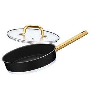 Pentole e pentole antiaderenti in acciaio inossidabile salsa a vapore padella in casseruola Set di utensili da cucina con manico placcato in oro