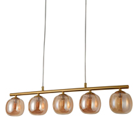 Nicoletta Golden Iron Lustre à suspension moderne à 5 lumières Plafonnier personnalisé de qualité avec corps en PC à LED et interrupteur à base de verre