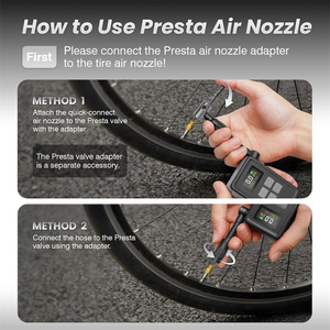 Bomba de aire de bicicleta eléctrica RideWise, portátil, con parada automática, motor sin escobillas, 150PSI, con válvula <span class=keywords><strong>Presta</strong></span> y Schrader - Product Image 4