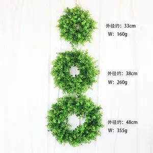 Manufacturers stock cheap plastic eucalyptus rings green leave for summer spring and all seasons decoration for Party decoration