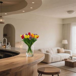 Juego de 5 Tulipanes Artificiales de Plástico Realistas, Simulación Táctil, Decoración para el Hogar, Escritorio, Bodas, Graduaciones, Navidad - Product Image 3