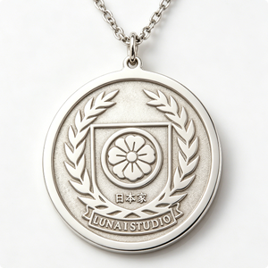 Medalla Lunaistdion Plateada, Diseño Circular Tradicional, Emblema Japonés en Relieve, Artículo Coleccionable - Product Image 5