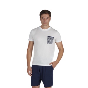 เสื้อยืดคอกลมแขนสั้นสีขาวสำหรับผู้ชาย,สไตล์อิตาลี - Product Image 1