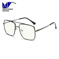 Lunettes optiques rectangulaires en métal sur mesure OEM, anti-lumière bleue, pour adultes unisexes, taille 54-17-142, logo personnalisé, MOQ 50 pièces