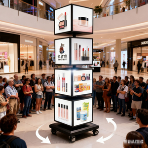 Dọc ngoài trời tầng đứng <span class=keywords><strong>LED</strong></span> chiếu sáng thân thiện với môi trang trí di động biển quảng cáo ánh sáng Hộp cán xoay hiển thị - Product Image 4