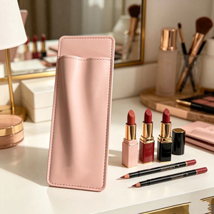 Estuche para Delineadores de Labios Rosa, Bolsa Porta Delineadores con Espejo, Estuche Cosmético para Lápiz de Cejas y Labios con Espejo - Product Image 2