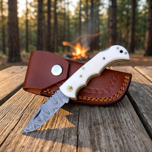 High Quality Damascus Steel Folding Blade Pocket <b>Knife</b> Wholesale Factory Rates wood <b>Handle</b> Tactical Application - Product Image 1