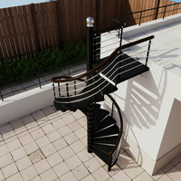 Escalier en colimaçon métallique moderne pour extérieur résidentiel, conception modulaire économique en acier au carbone brossé avec garde-corps à câbles