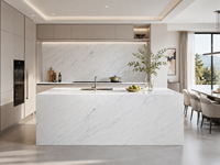 Dalles de marbre Bianco Aristonia Venato en pierre naturelle pour comptoirs, murs décoratifs et projets intérieurs sur mesure