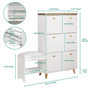 Mueble <span class=keywords><strong>de</strong></span> entrada blanco <span class=keywords><strong>de</strong></span> estilo nórdico <span class=keywords><strong>de</strong></span> alta calidad, Zapatero minimalista para sala <span class=keywords><strong>de</strong></span> estar - Product Image 6