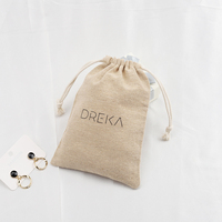 Pochette en tissu de lin naturel imprimé sur mesure, sac à cordon en jute pour petits cadeaux, cosmétiques, bijoux, emballage