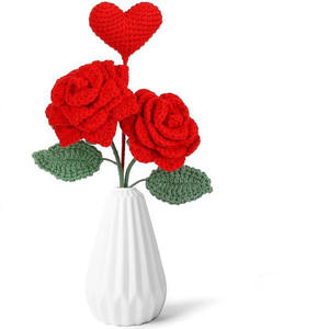 Hilo de lana hecho <span class=keywords><strong>a</strong></span> mano, paquete de material de rosa, flores artificiales <span class=keywords><strong>paso</strong></span> <span class=keywords><strong>a</strong></span> <span class=keywords><strong>paso</strong></span> <span class=keywords><strong>con</strong></span> vídeo, regalo de decoración del hogar - Product Image 1