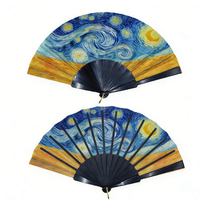 Vente flash : éventail pliant en bambou noir personnalisé avec logo imprimé par sublimation, en plastique, pour rave, en gros, grand format, pour fête