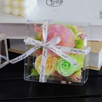 Rose éternelle préservée en gros dans une boîte en acrylique, fleur naturelle véritable, ornement de table, cadeau de fête