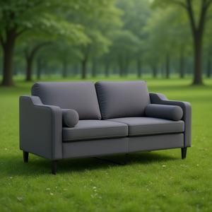 2 Seater Dark Grey Fabric <b>Sofa</b> 100% Polyester 55.1 In Width Modern Living Room Couch With Metal <b>Legs</b> And Cushion Back - Product Image 2