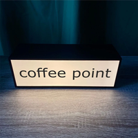 Signe de point de café, style de bar à café, boîte à lumière de table, signe pour les affaires, signe lumineux alimenté par USB, signe lumineux, lettres de canal