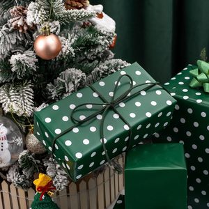 Polka Dots Reversible <b>Wrapping</b> <b>Paper</b> Roll 17 Inch X 33 Feet Classic Green <b>White</b> Christmas Holiday Gift Craft Recyclable - Product Image 2