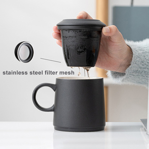 Mug en céramique mat créatif de 375 ml, design minimaliste <span class=keywords><strong>personnalisé</strong></span>, <span class=keywords><strong>tasse</strong></span> <span class=keywords><strong>avec</strong></span> couvercle, <span class=keywords><strong>infuseur</strong></span> <span class=keywords><strong>à</strong></span> thé, filtre, sans danger pour les aliments et réutilisable pour le thé - Product Image 6