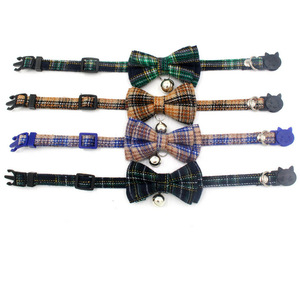 Diseñador escocés lindo lujo Navidad pajarita gato Collar mascota Accesorios campanas cachorro collares para mascotas - Product Image 3