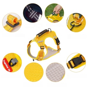 <span class=keywords><strong>Harness</strong></span> Anjing Motif Garis Sport Mewah Bahan PET, Ukuran Sedang, Dapat Disesuaikan, Bernapas, Reflektif, Model Step, Set Tali Anti Tarik - Product Image 6