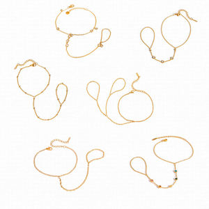 <span class=keywords><strong>Bracciale</strong></span> a catena da dito in <span class=keywords><strong>acciaio</strong></span> inossidabile placcato oro 18K ipoallergenico alla moda, anello da nocche per donna, regalo di lusso - Product Image 1