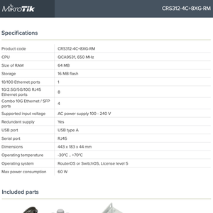 สวิตช์เครือข่าย MikroTik CRS312-4C+8XG-RM - Product Image 3