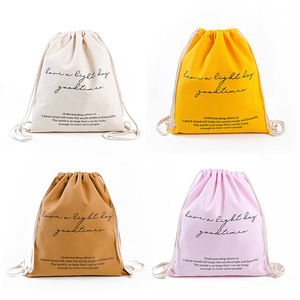 Mochila Personalizable de Lona de Algodón Orgánico Multicolor con Cordón, Nueva Impresión Digital Blanca con Logotipo Personalizado - Product Image 3