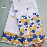 3555 Gros Tissu Dentelle Coton Lafaya Dubaï Broderie de Haute Qualité Tissu Dentelle Africaine Dentelle Suisse pour Mariage