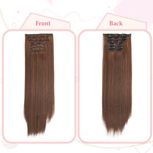 Оптовая продажа, комплект из 6 предметов, зажим для наращивания, длинные прямые волосы 24 дюйма, синтетический парик для женщин с прямыми волосами - Product Image 2