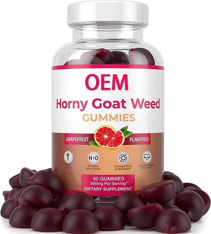 Private Label OEM Horny Goat Weed Gummies Zuckerfrei für Männer & Frauen Energy Booster Supplements Maca Gummies
