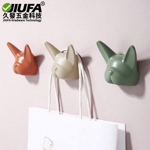 ตะขอแขวนผนังรูปหัวเฟรนช์บูลด็อก Jiufa ทำจากโลหะผสมสังกะสี ดีไซน์ทันสมัย เหมาะสำหรับทางเข้าบ้าน ห้องนั่งเล่น ห้องนอน ใช้แขวนเสื้อโค้ท - Product Image 3