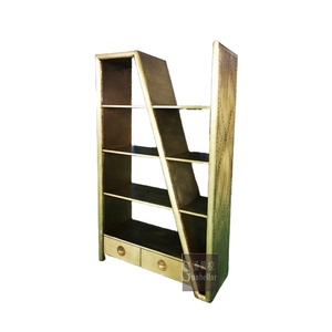Étagère à livres en acier et métal en <span class=keywords><strong>laiton</strong></span> antique présentoir de sol domestique étagère de livre de bureau à domicile meubles industriels de loft - Product Image 2