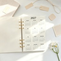 Séparateur de calendrier A5/A6 2027 en acrylique, 6 anneaux, pour classeur à feuilles mobiles, organiseur de budget, journal, planificateur, avec plaque givrée et papier de remplissage