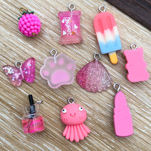 Pendentif en résine ours rose de dessin animé pour accessoires de bijoux DIY, 10 styles chacun - Product Image 2