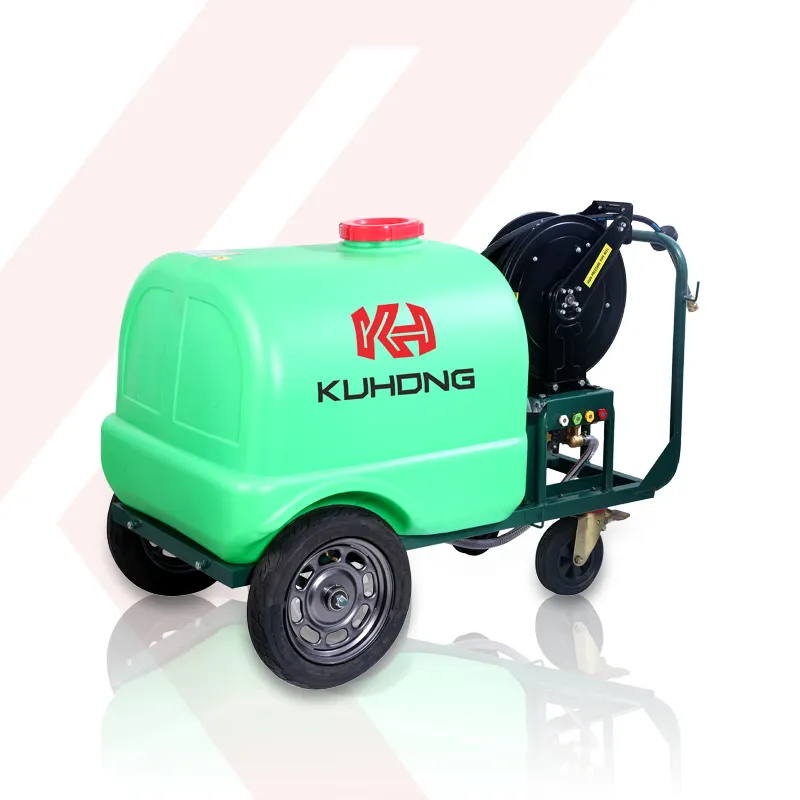 KUHONG 휴대용 모바일 카트 콘크리트 제트 냉수 디젤 150 250 300Bar 고압 세척기